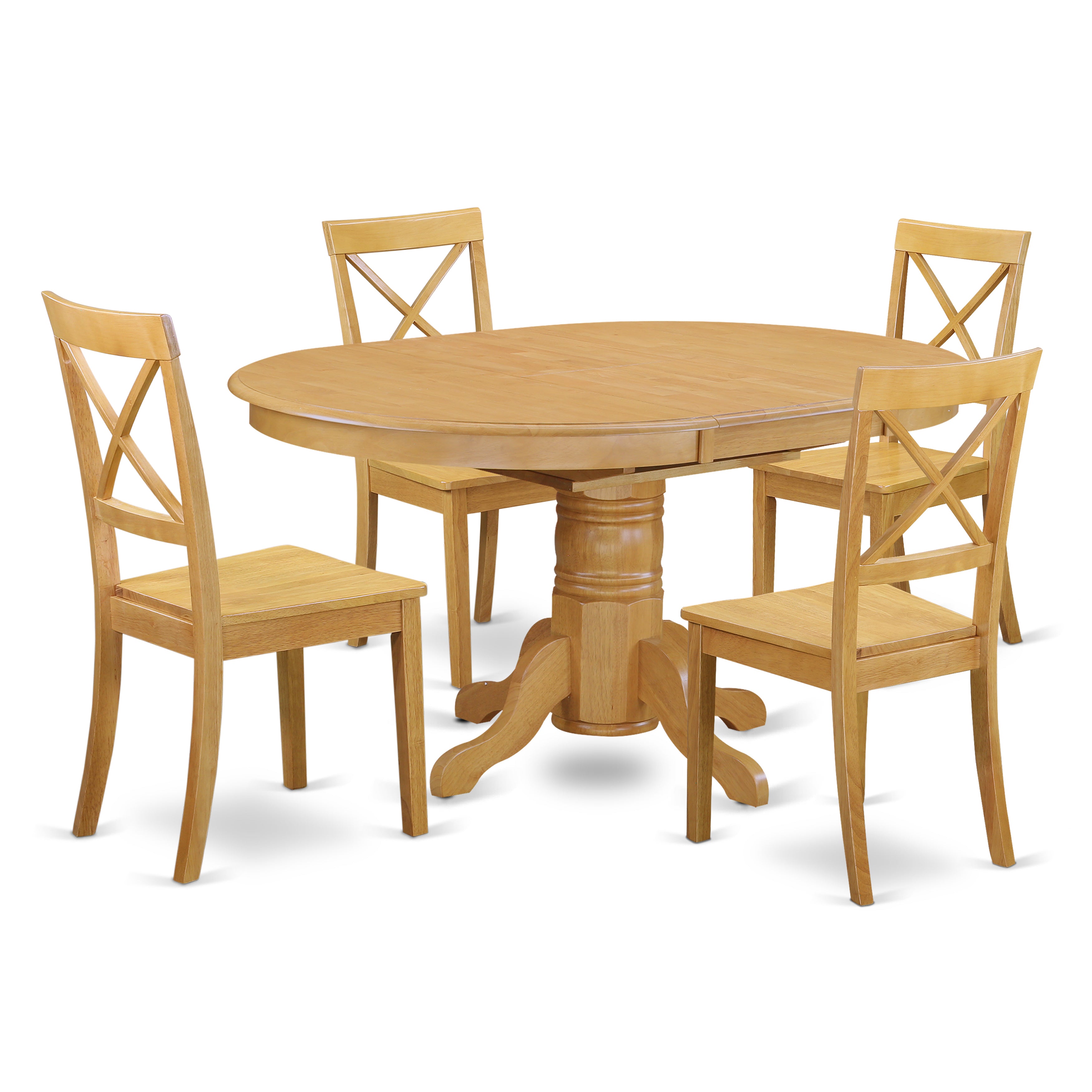 AVBO5-OAK-W 5 Pc Kitchen table set with a Dining Table and Four Wood Seat Chairs in Oak