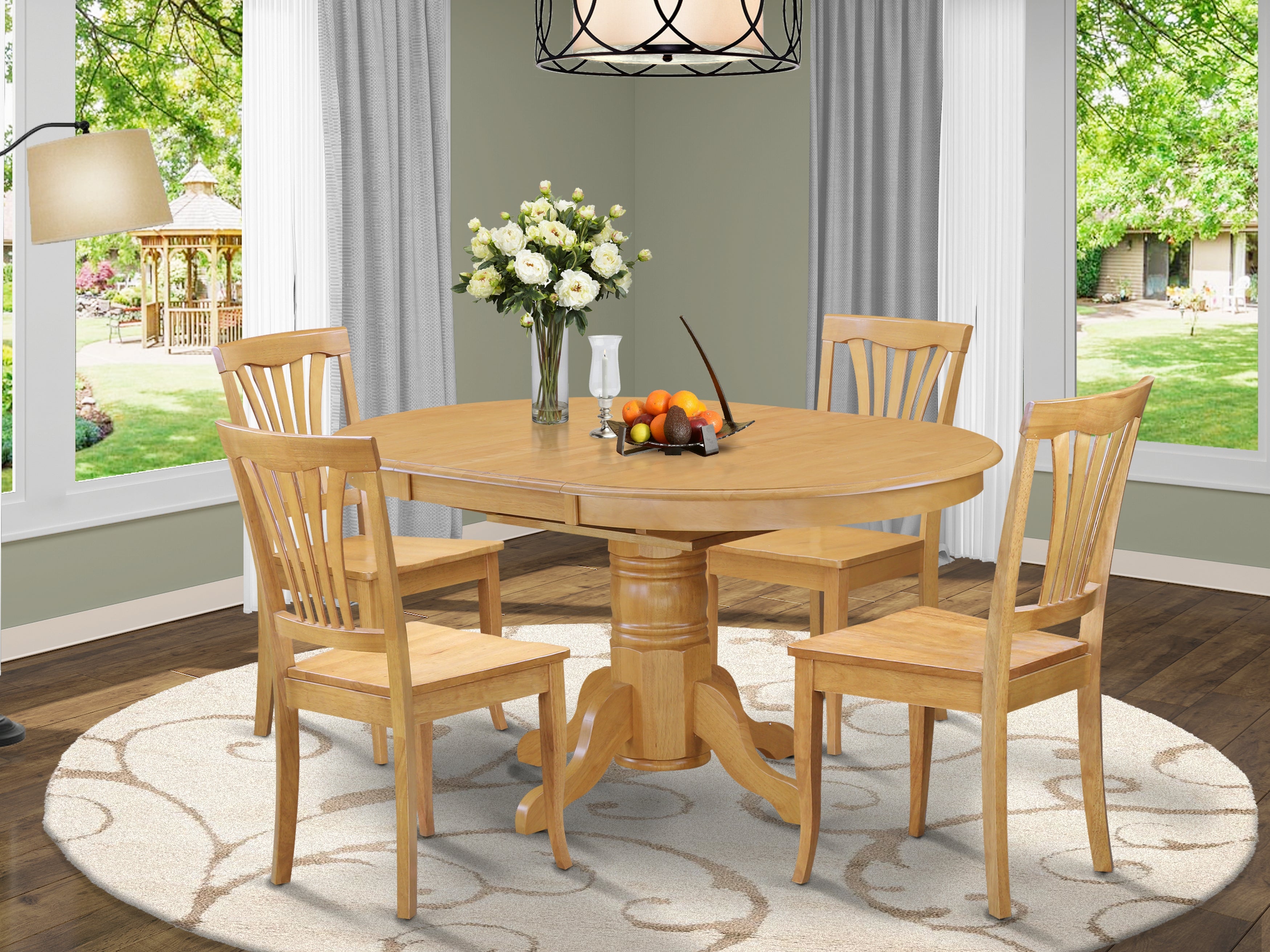 AVON5-OAK-W 5 PC Table and chair set - Dining Table and 4 Dining Chairs