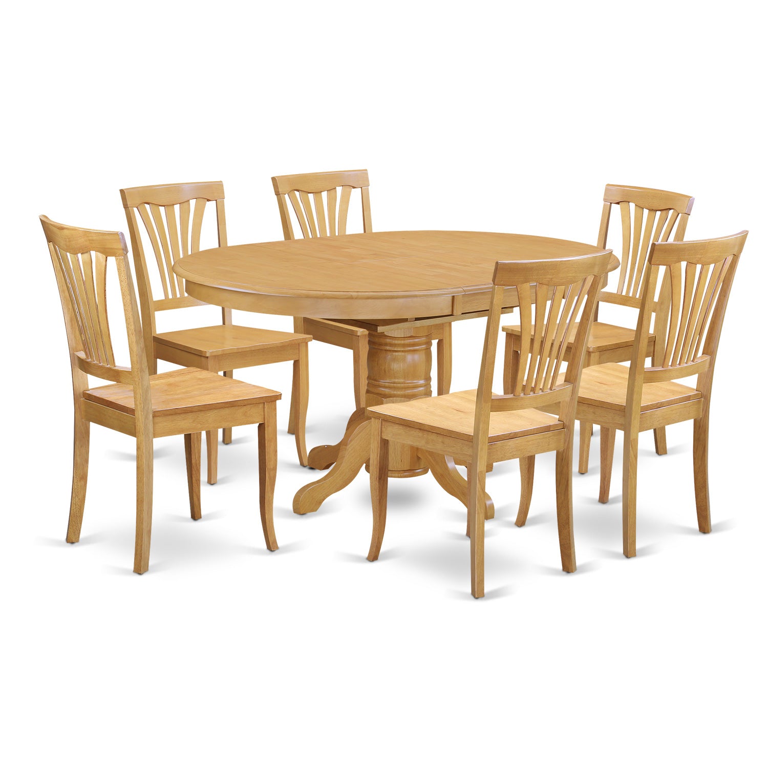 AVON7-OAK-W 7 PcKitchen Table set - Dinette Table and 6 Dining Chairs