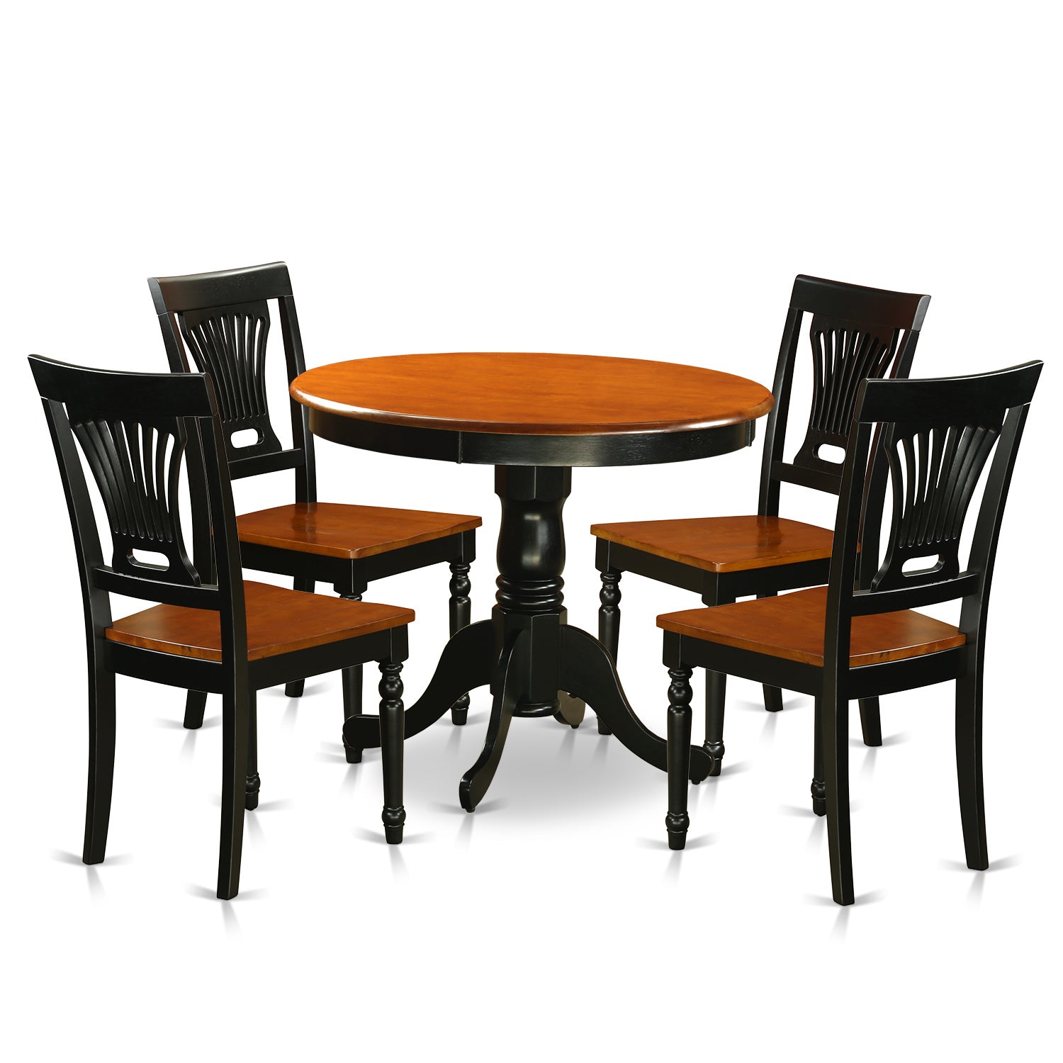 ANPL5-BLK-W Dining set - 5 Pcs with 4 Wooden Chairs