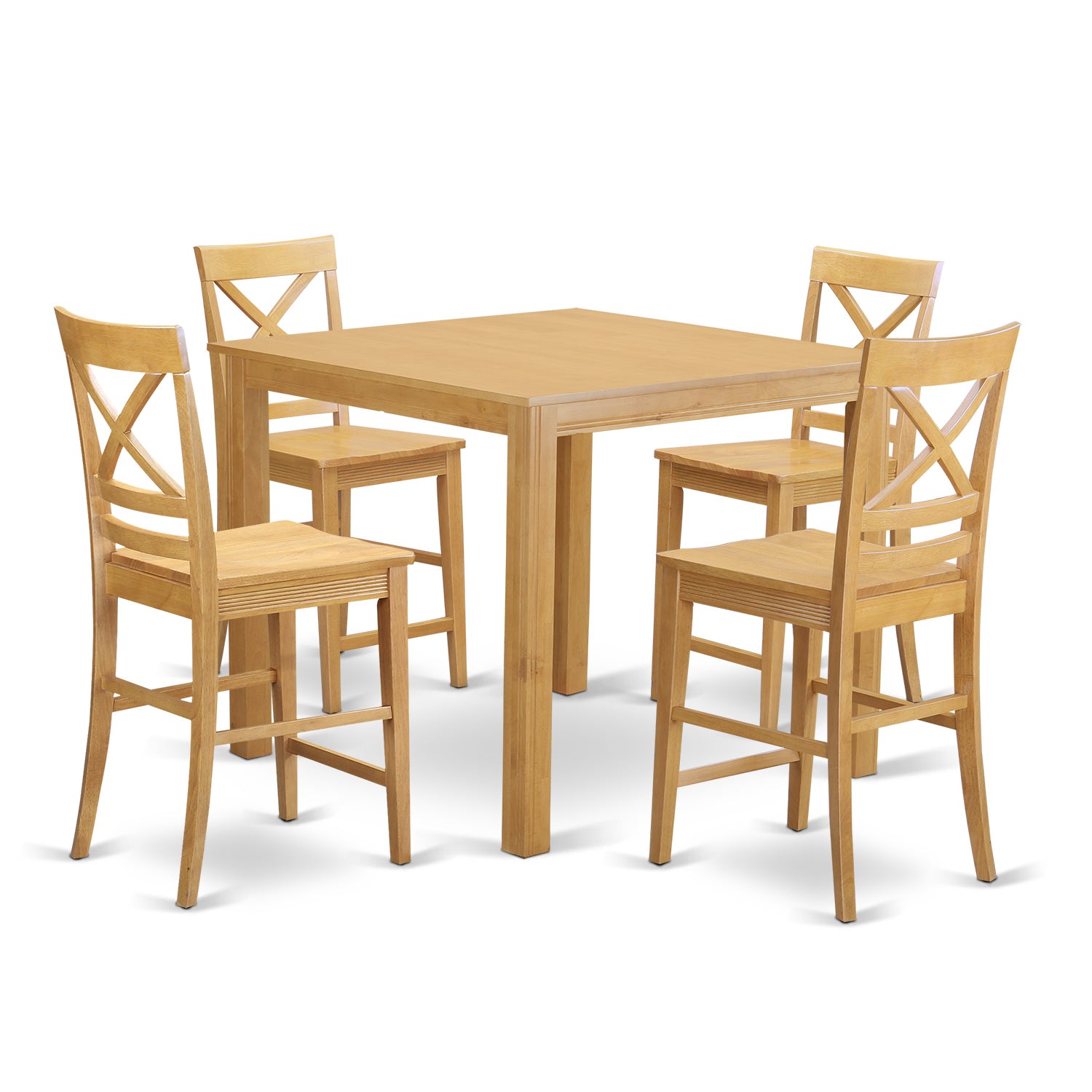 CFQU5-OAK-W 5 Pc counter height pub set - Dining Table and 4 bar stools.