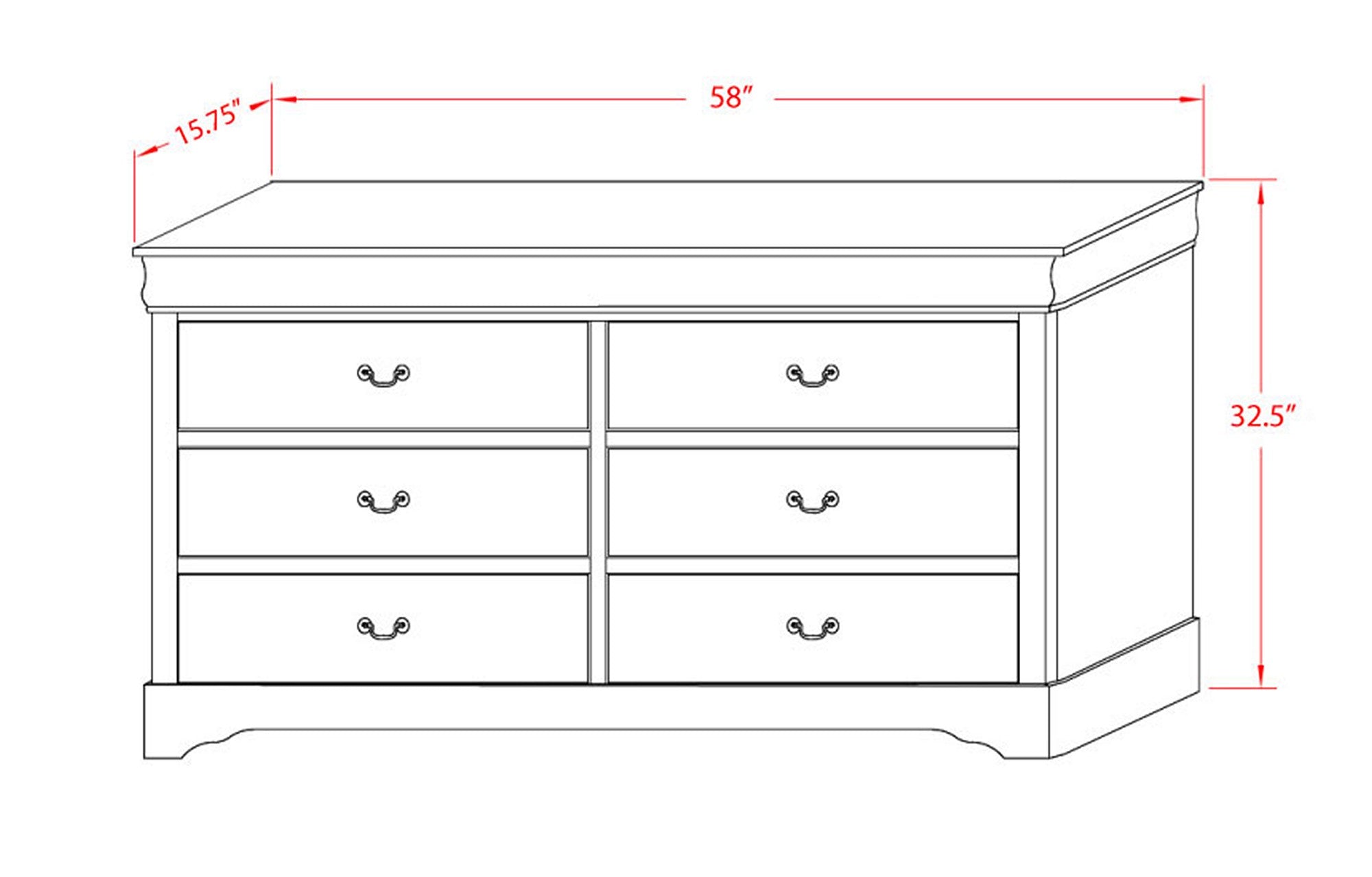 LPD-03 Louis Philippe Dresser in Walnut Finish