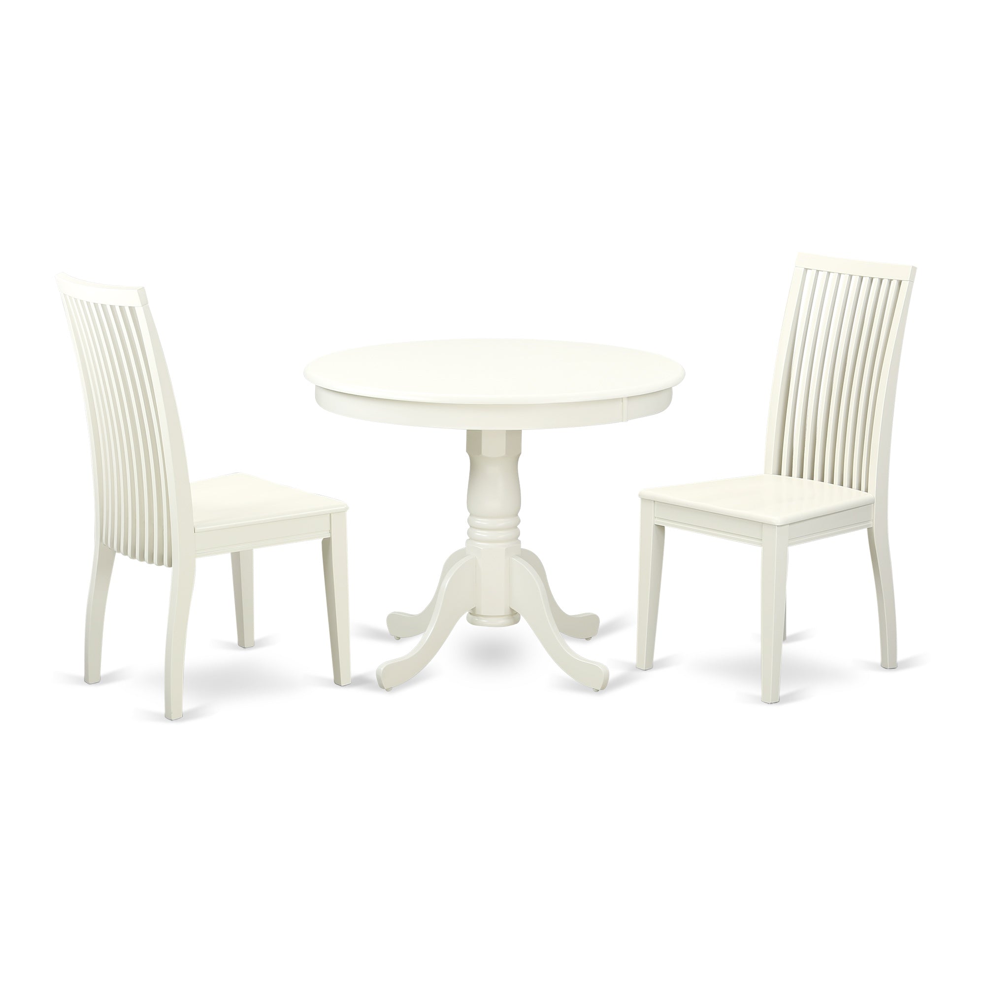 ANIP3-LWH-W 3 Pc Kitchen table set with a Dining Table and 2 Kitchen Chairs in Linen White