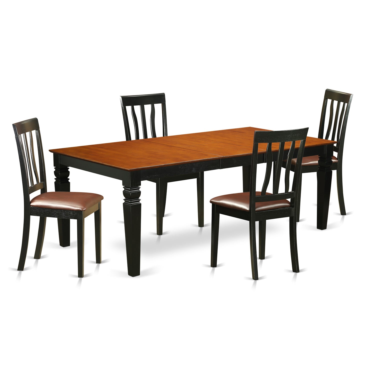 LGAN5-BCH-LC 5 Pc dinette set with a Table and 4 Kitchen Chairs in Black and Cherry