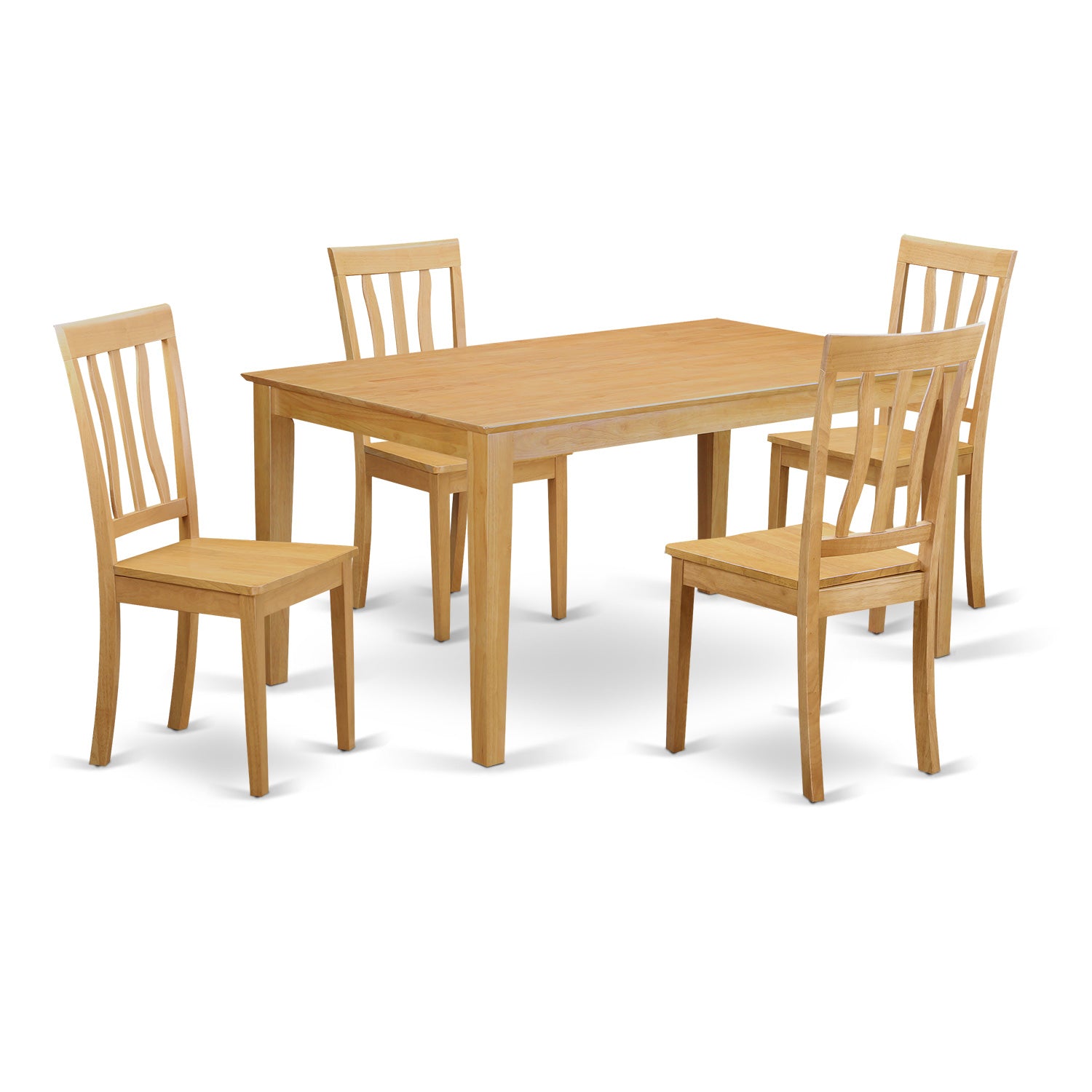 CAAN5-OAK-W 5 PC Dinette set - Kitchen Table and 4 Dining Chairs