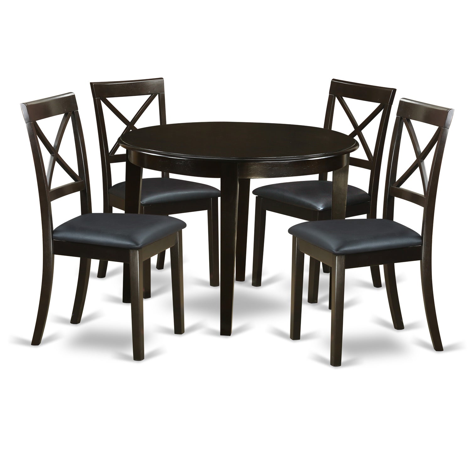 BOST5-CAP-LC 5 Pc small Kitchen Table and Chairs set-round Table and 4 Dining Chairs.