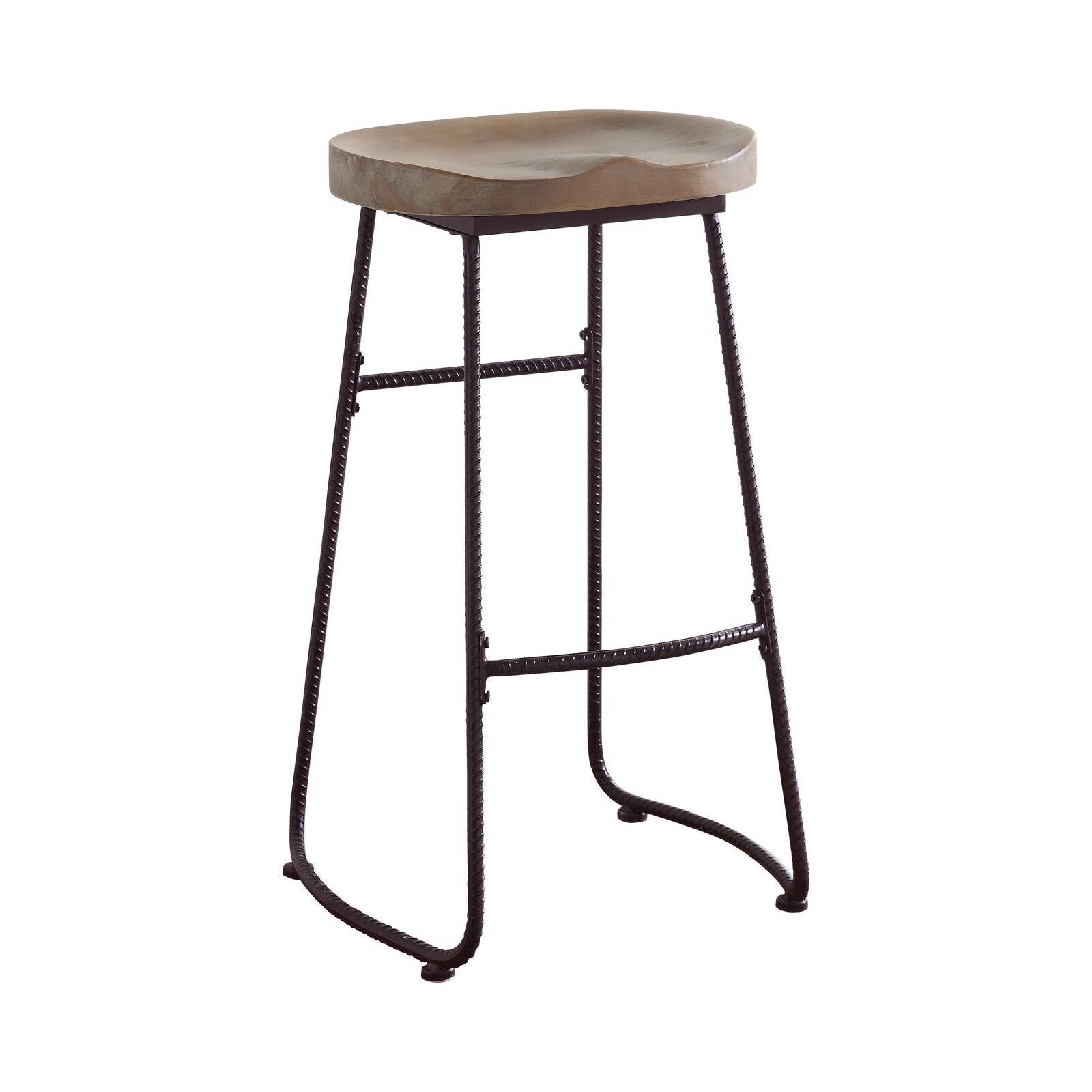 Rustic Backless Bar Height Game Room Stool Driftwood And Dark Bronze Metal
