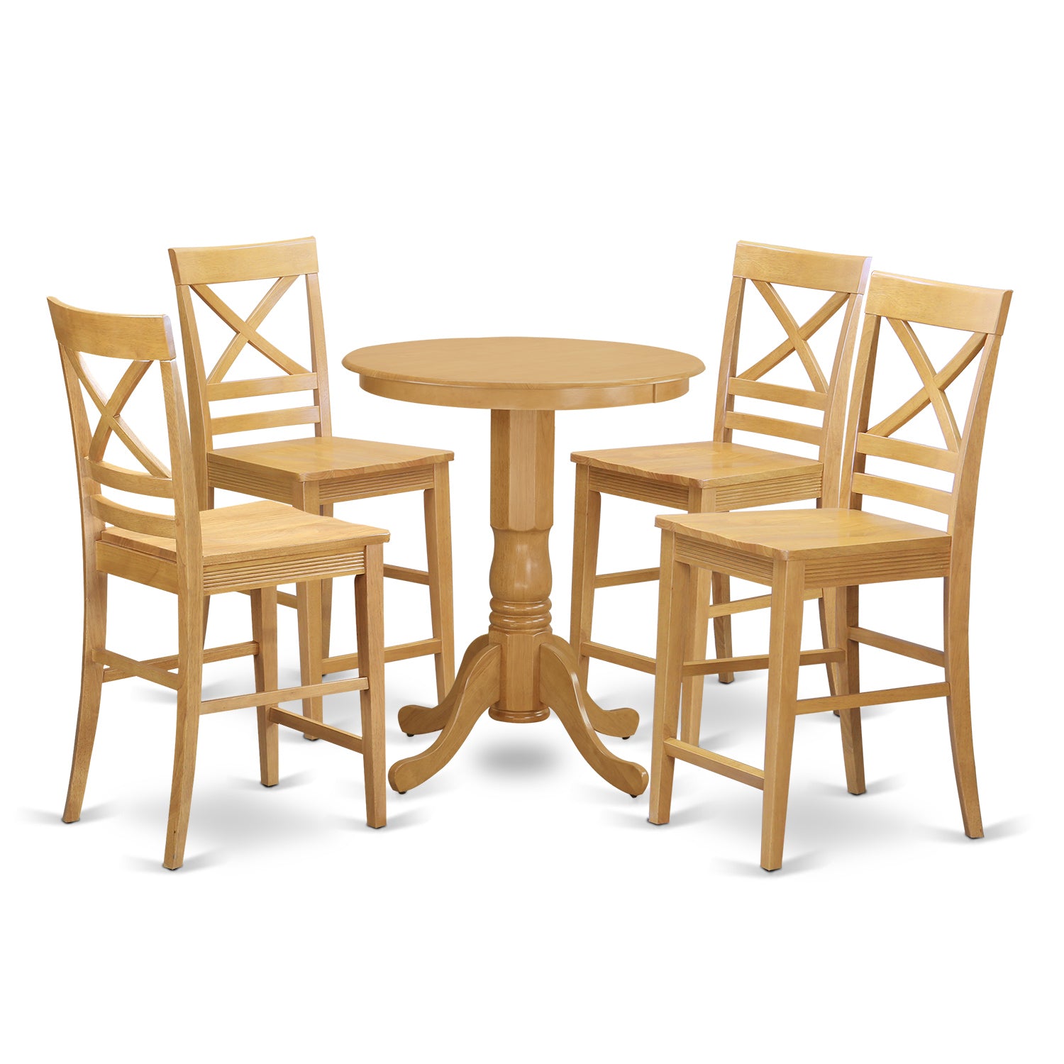 EDQU5-OAK-W 5 Pc counter height pub set - Dining Table and 4 Kitchen bar stool.