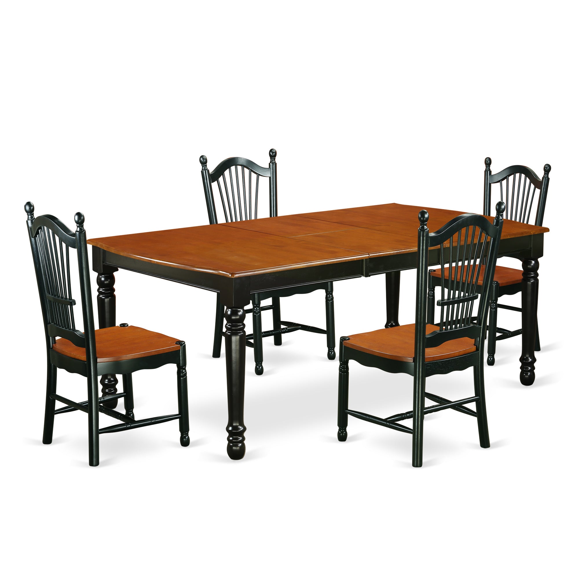 DOVE5-BCH-W 5 PC kitchen tables and chair set with one Dover dining table and 4 kitchen chairs in a Black and Cherry Finish