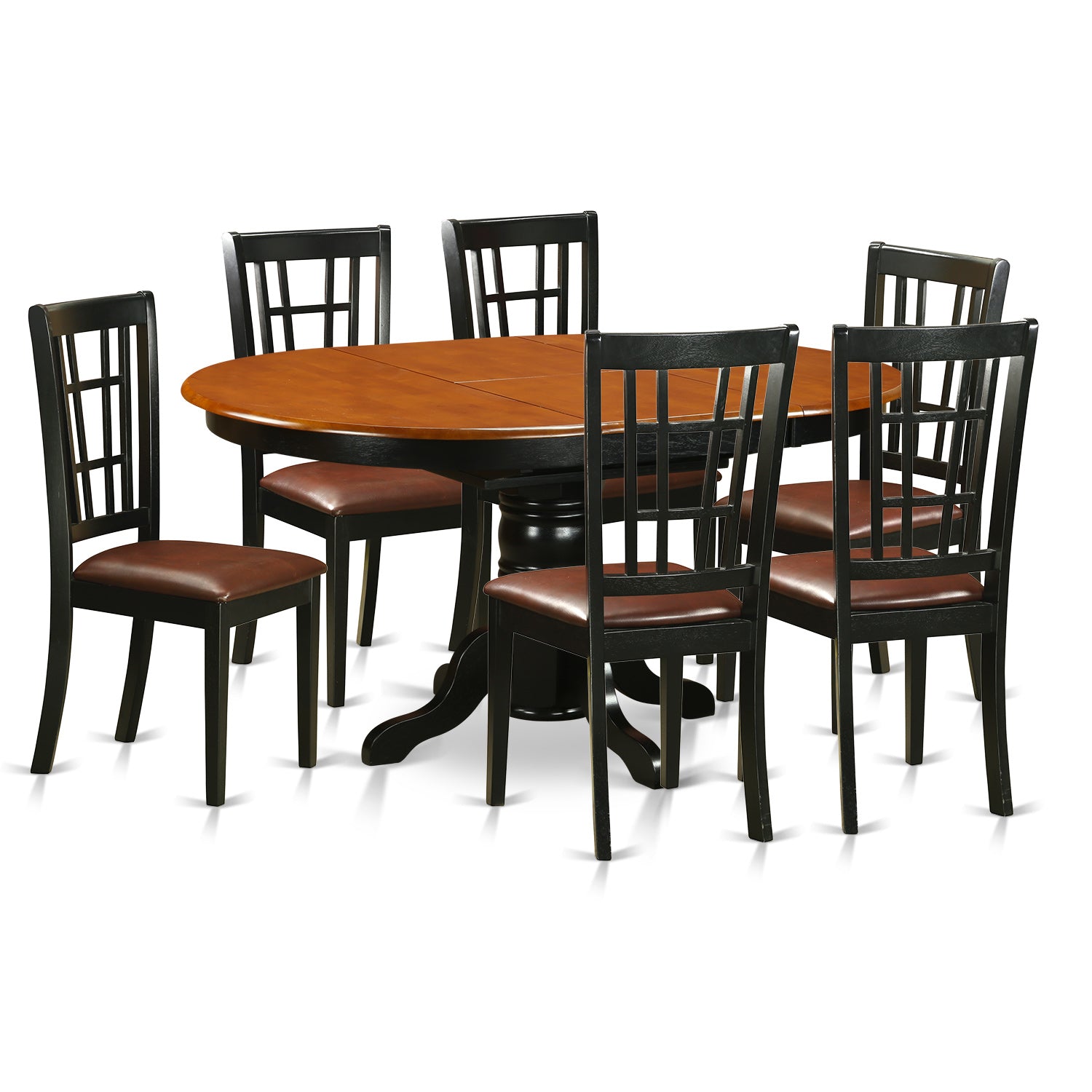 KENI7-BCH-LC 7 PC Dining room set-Dining Table and 6 Wooden Kitchen Chairs