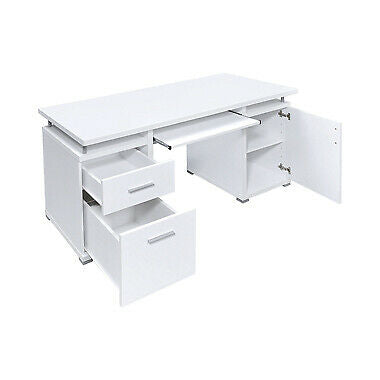 Coaster Tracy 2-Drawer Computer Desk With File Cabinet White 800108