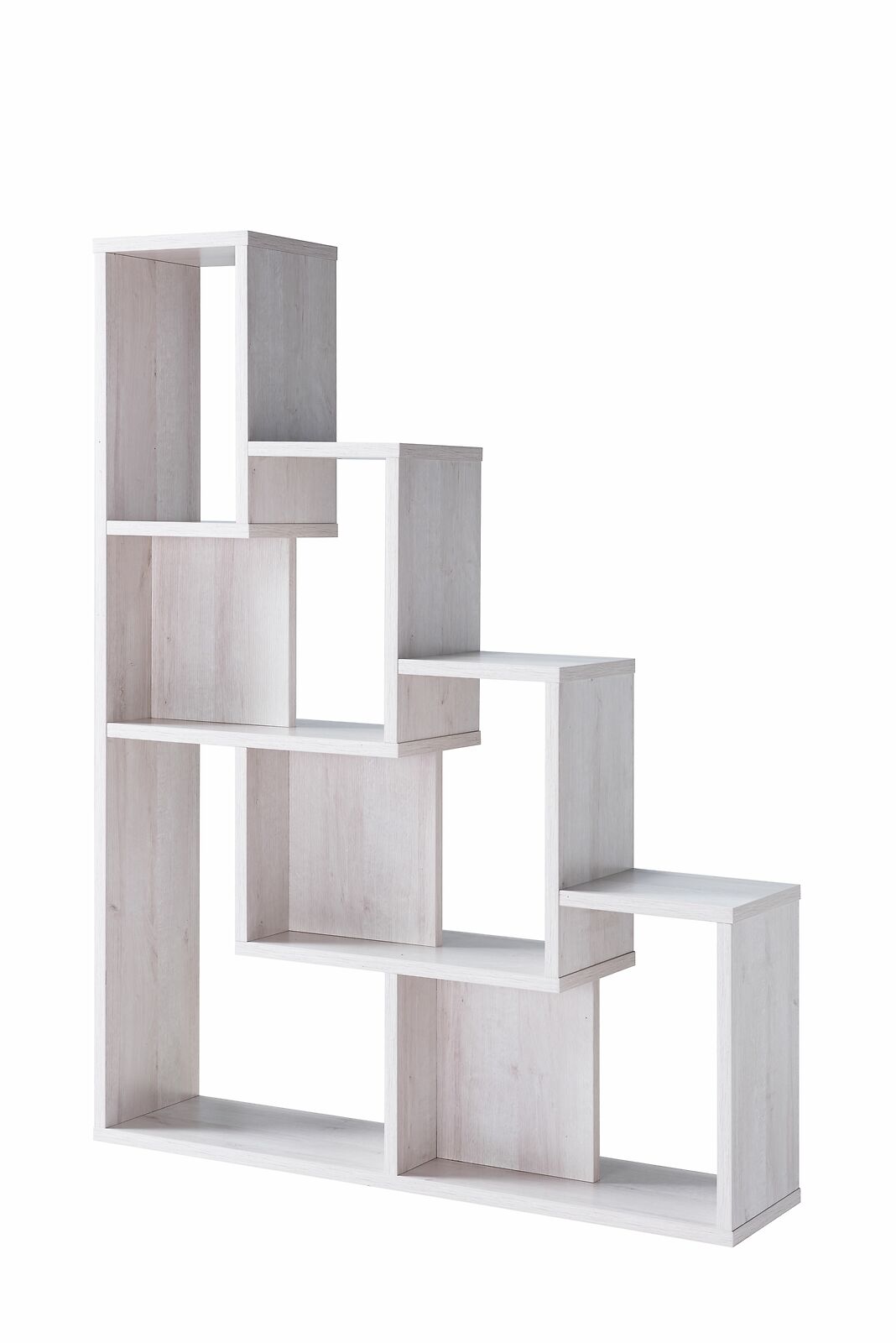 Contemporary Home Office Cube Bookcase Display Shelves in White Oak