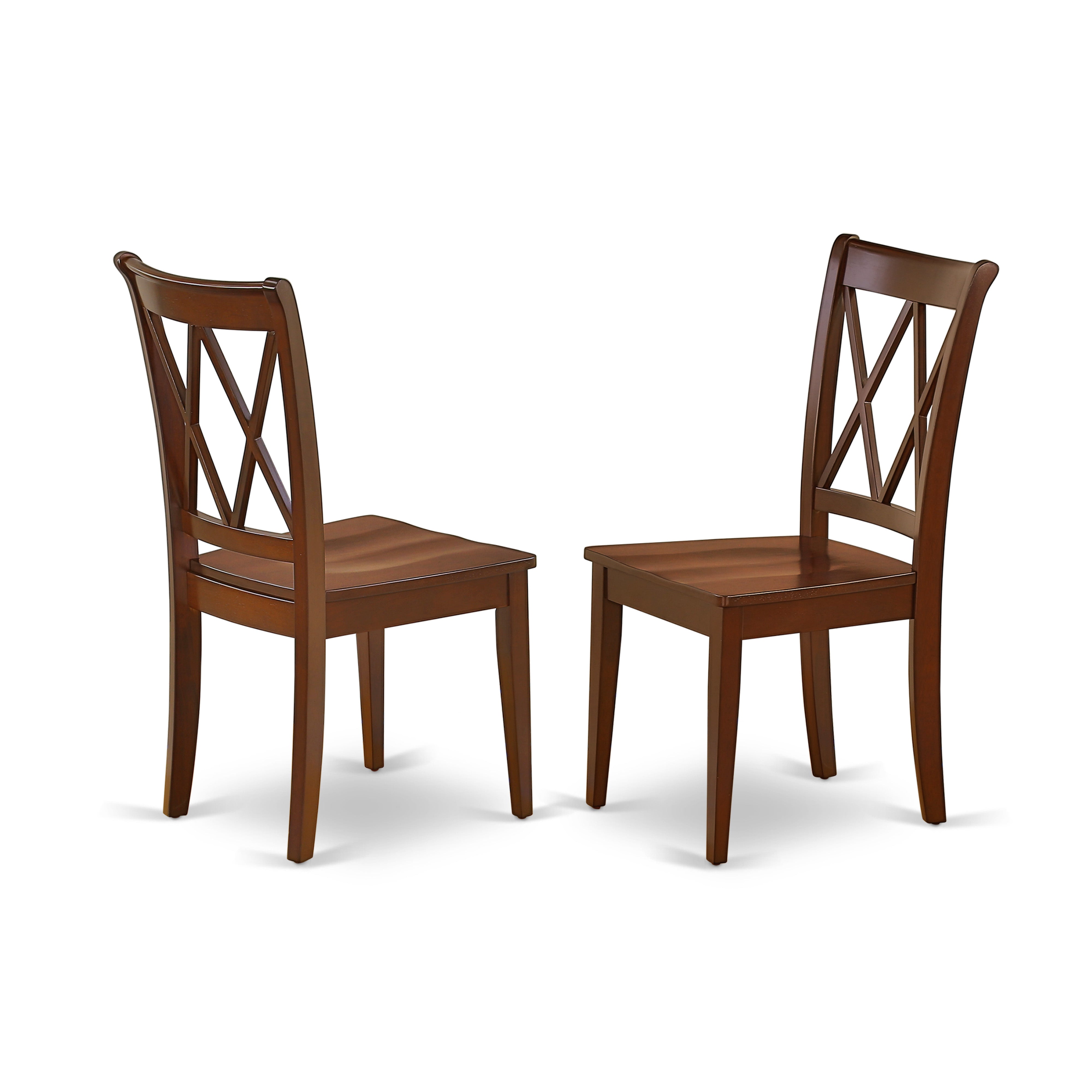 ANCL3-MAH-W 3PC Round 36 inch Table and 2 Double X back Chairs