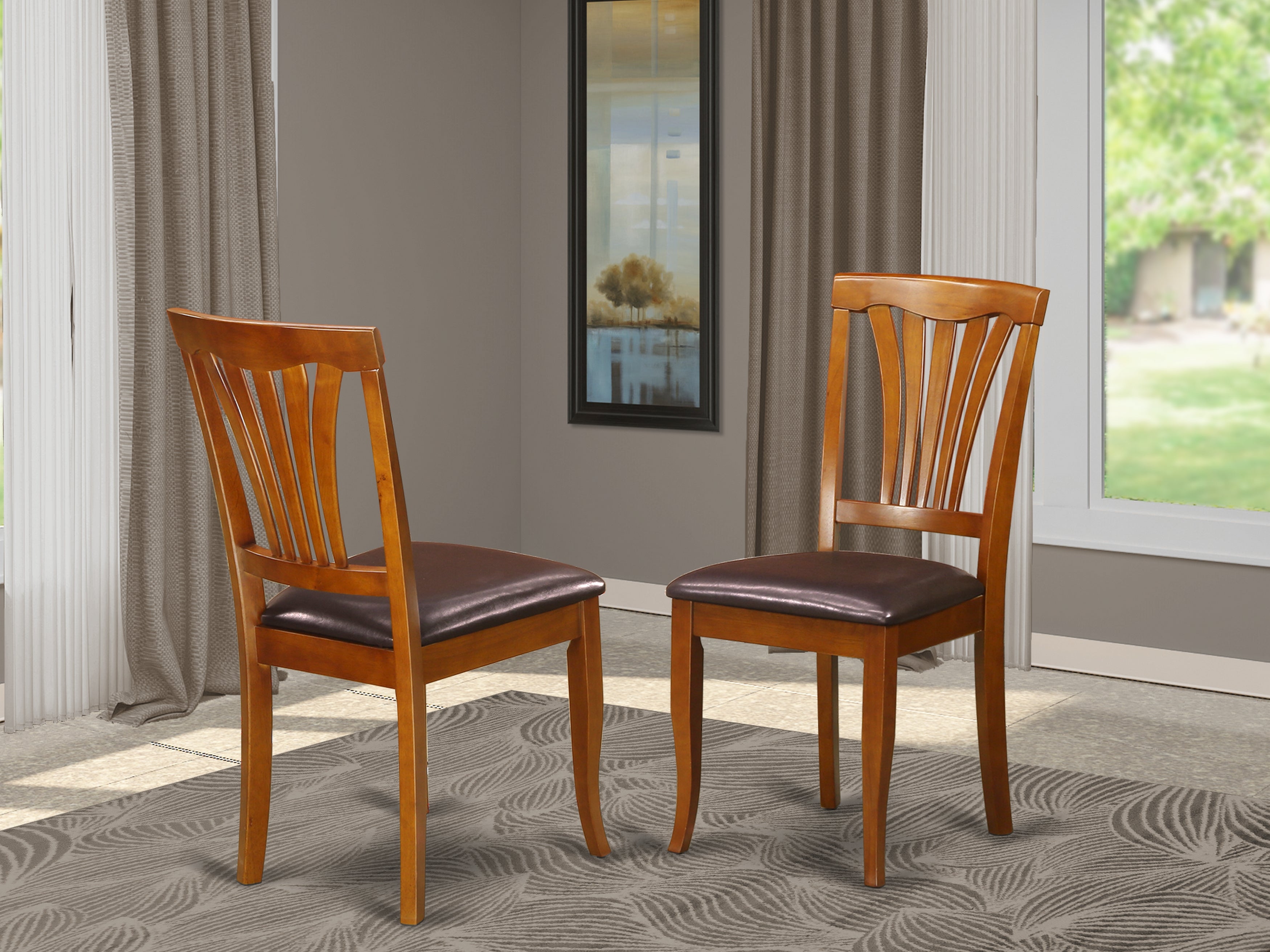 AVC-SBR-LC Avon kitchen dining Chair with Faux Leather Seat - Saddle Brow Finish