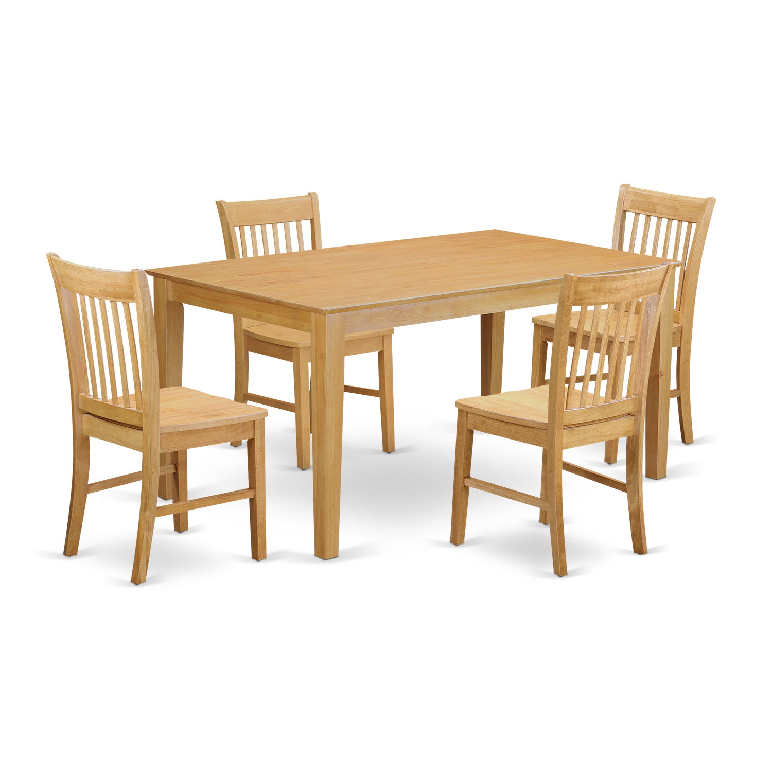 CANO5-OAK-W 5 Pc Dining room for 4 set-- Dining Table and 4 Chairs