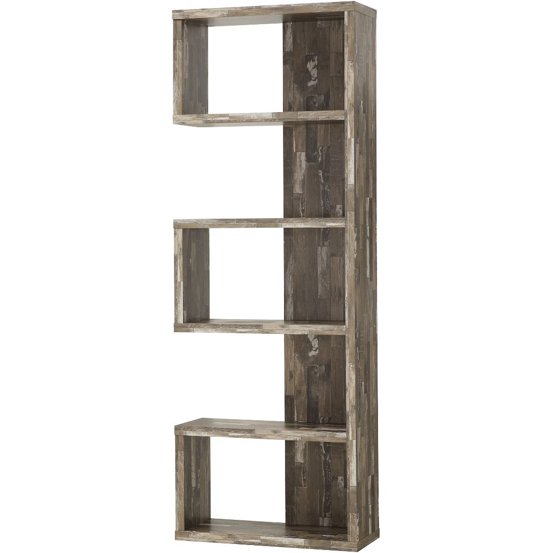 Rustic 5-Tier Geometric Semi Backless Bookcase book shelf Salvaged Cabin