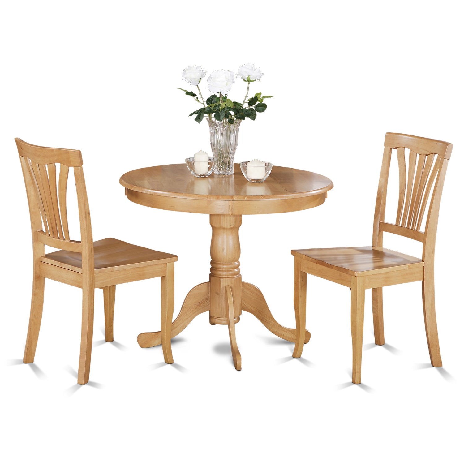 ANAV3-OAK-W 3 Pc Kitchen Table-small Table and 2 Kitchen Chairs