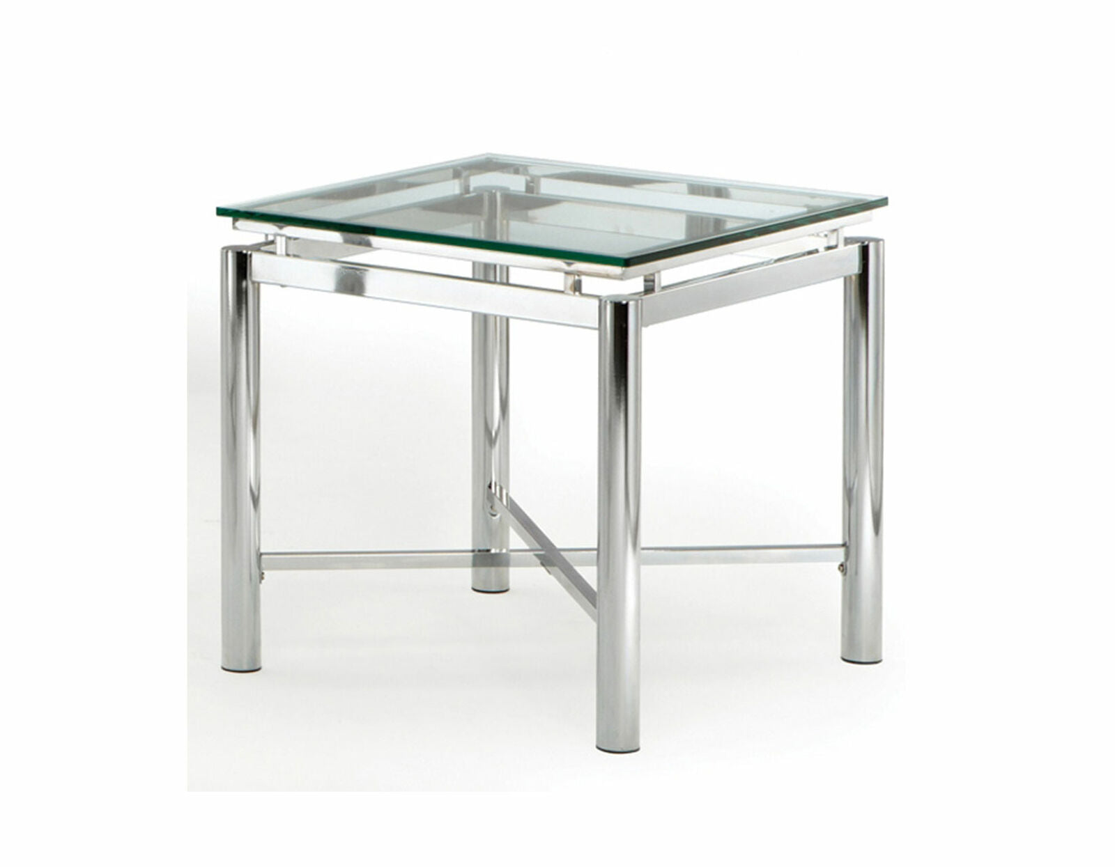 Nova Contemporary Glass Top and Chrome Base End Table