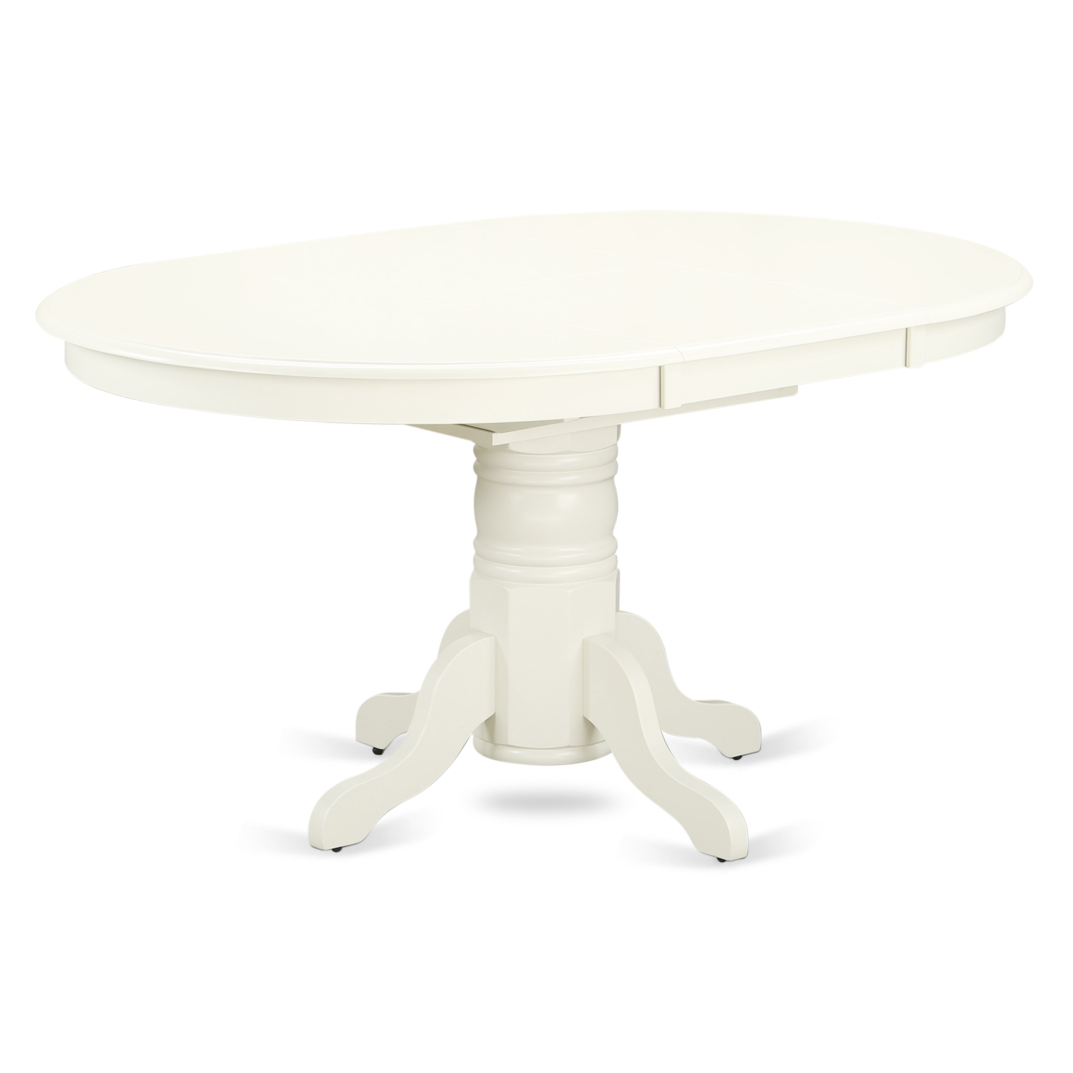 AVDR7-LWH-07 7Pc Oval 42/60" Dinette Table With 18 In Butterfly Leaf And 6 Parson Chair With Linen White Finish Leg And Linen Fabric- Gray Color