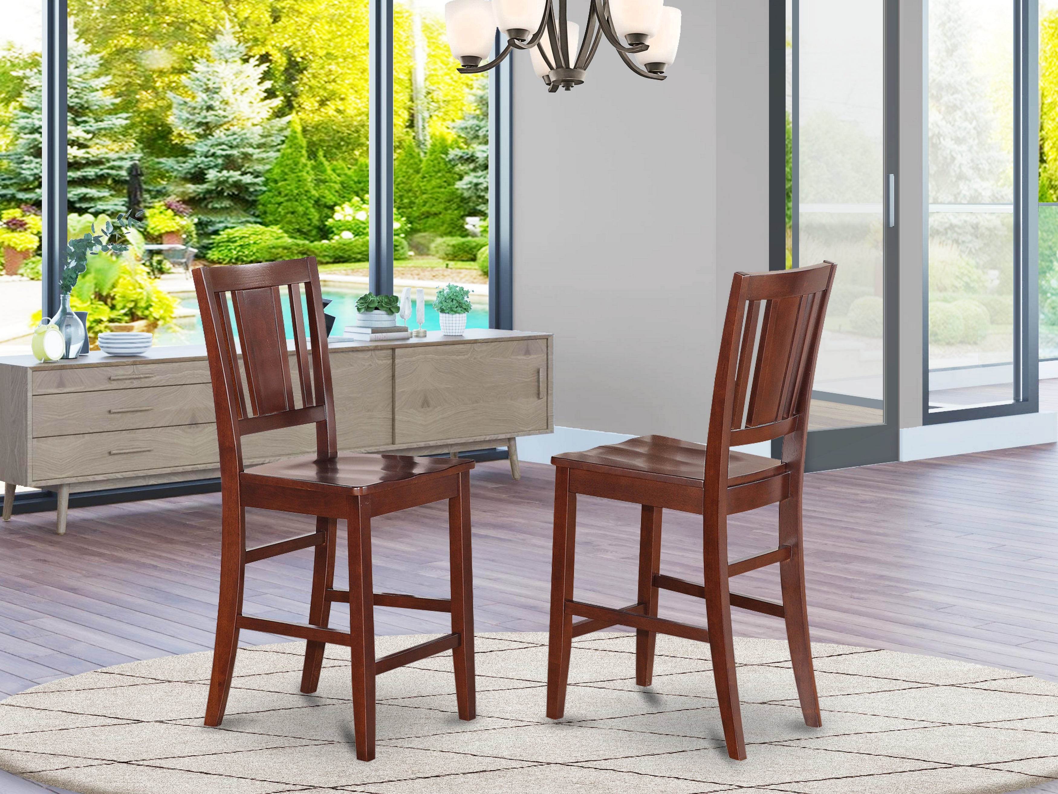 BUS-MAH-W Buckland Counter Height Dining room Chair with Wood Seat in Mahogany Finish