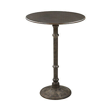 French Bistro Style Cast Iron Round Bar Table Dark Russet And Antique Bronze