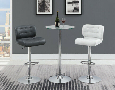 Contemporary Glass Top Round Bar Table Chrome