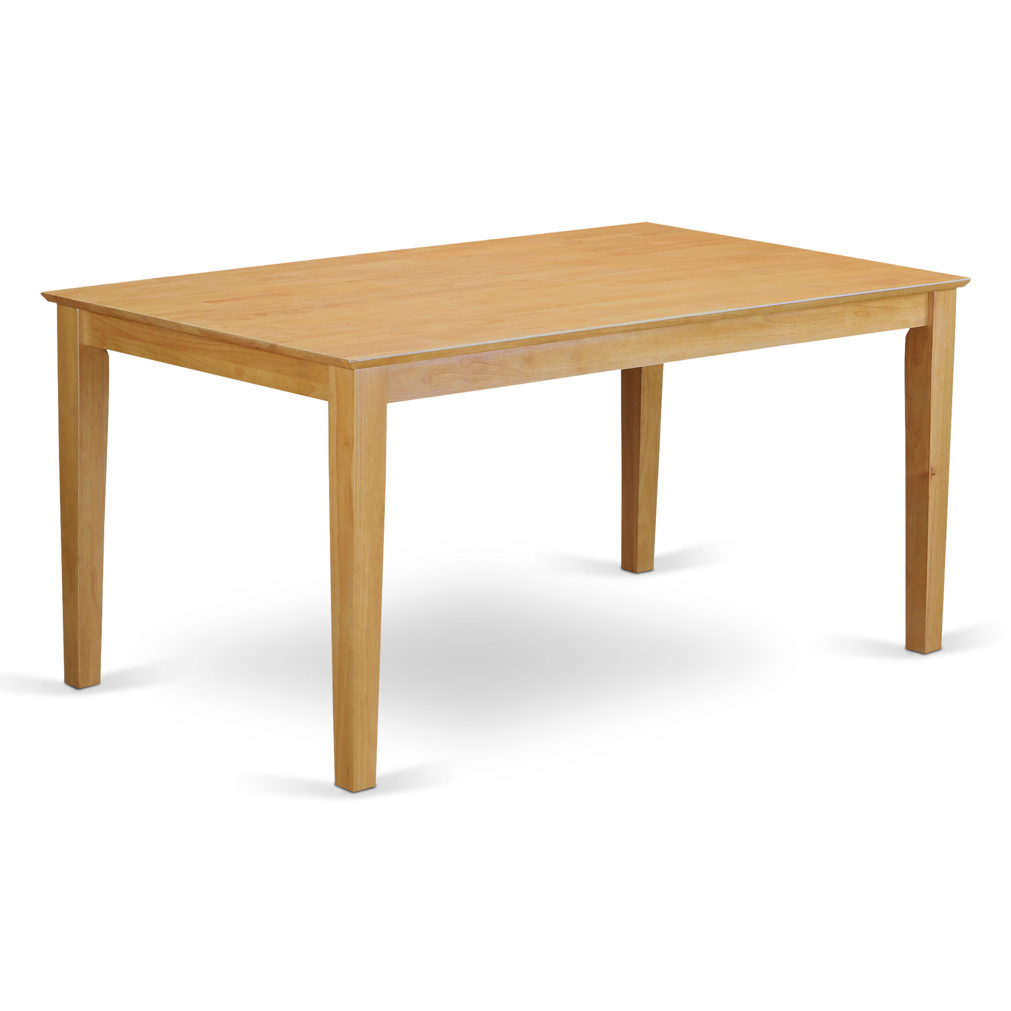 CAAB7-OAK-04 7Pc Rectangle 60" Dining Table And 6 Parson Chair With Oak Leg And Linen Fabric Light Fawn