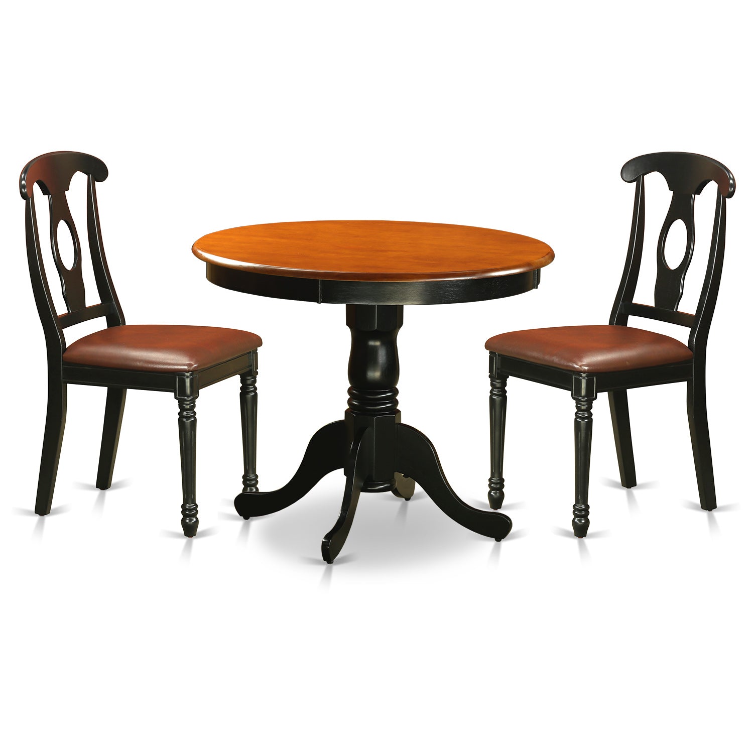 ANKE3-BLK-LC Black 3 Pc Dining room setwith 2 Leather Chairs