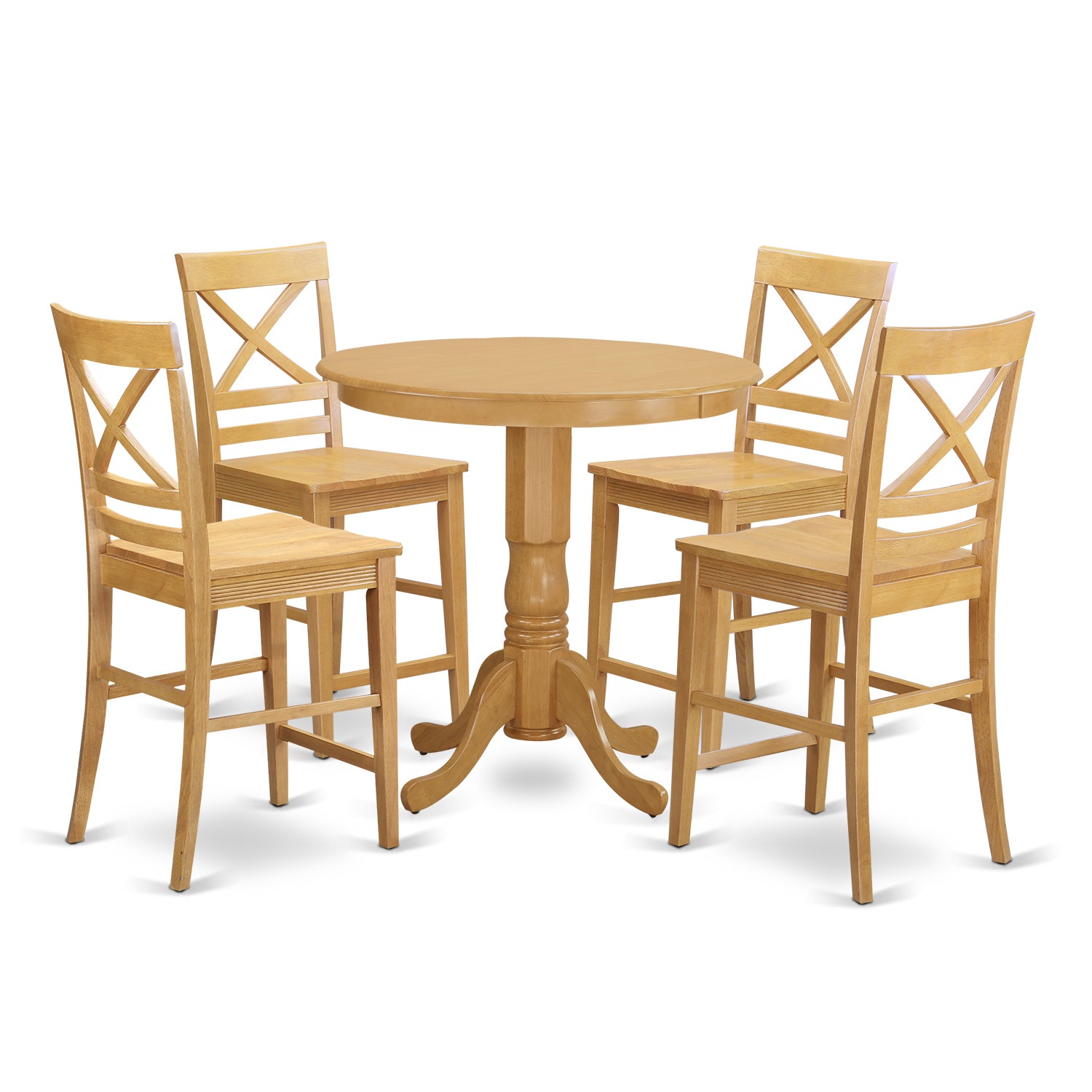 JAQU5-OAK-W 5 Pc counter height set - Dining Table and 4 bar stools.