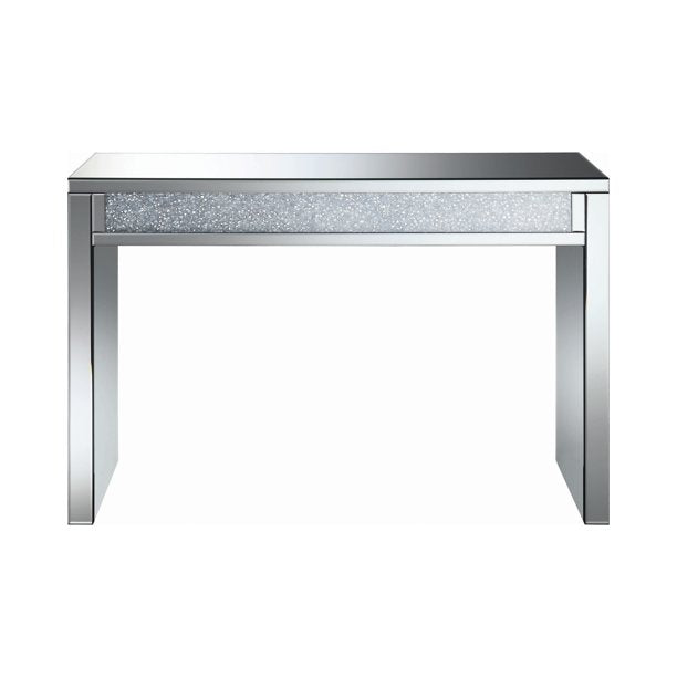 Layton Rectangular Sofa Table Silver And Clear Mirror
