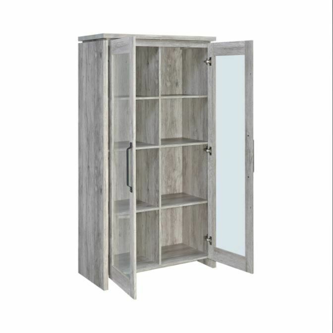 Modern Farmhouse 2-Door Tall Accent Cabinet Grey Driftwood