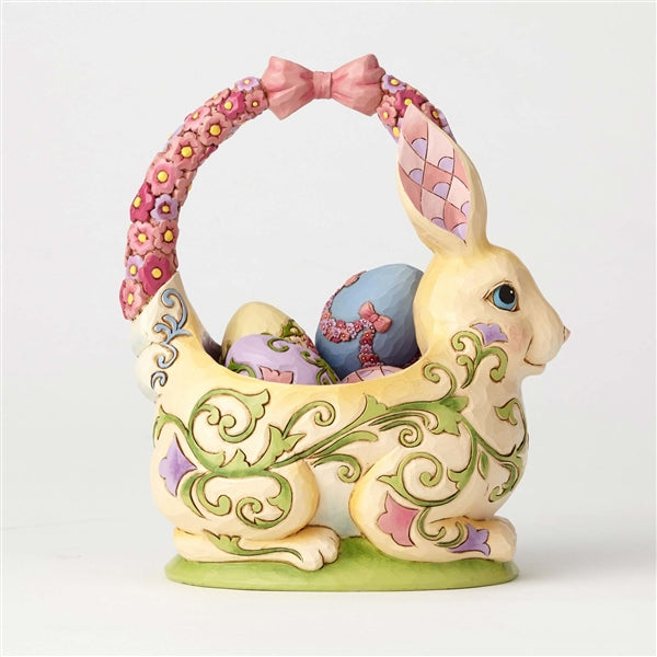 Jim Shore Bunny Basket with 4 Eggs Figurine 13th Annual Easter Basket