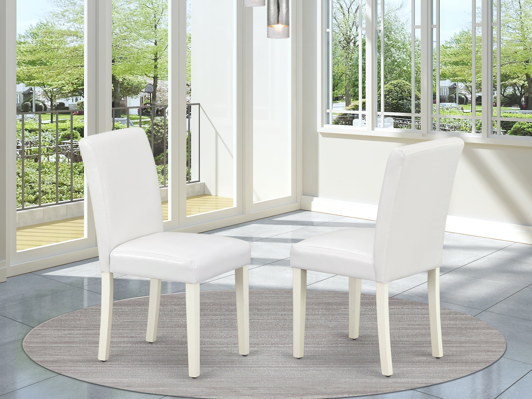 ABP2T64 Abbott Parson Chair With Linen White Leg And Pu Leather Color White