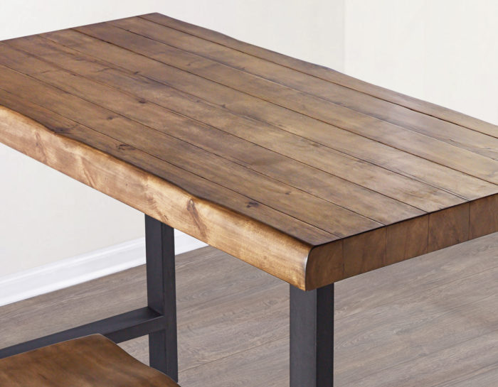 Landon 60" Natural Honey Wood and Metal Counter Table