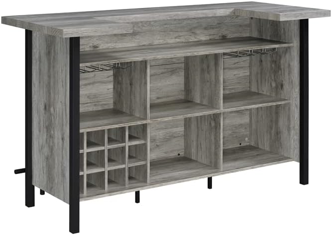 Bellemore Bar Unit With Footrest Grey Driftwood And Black