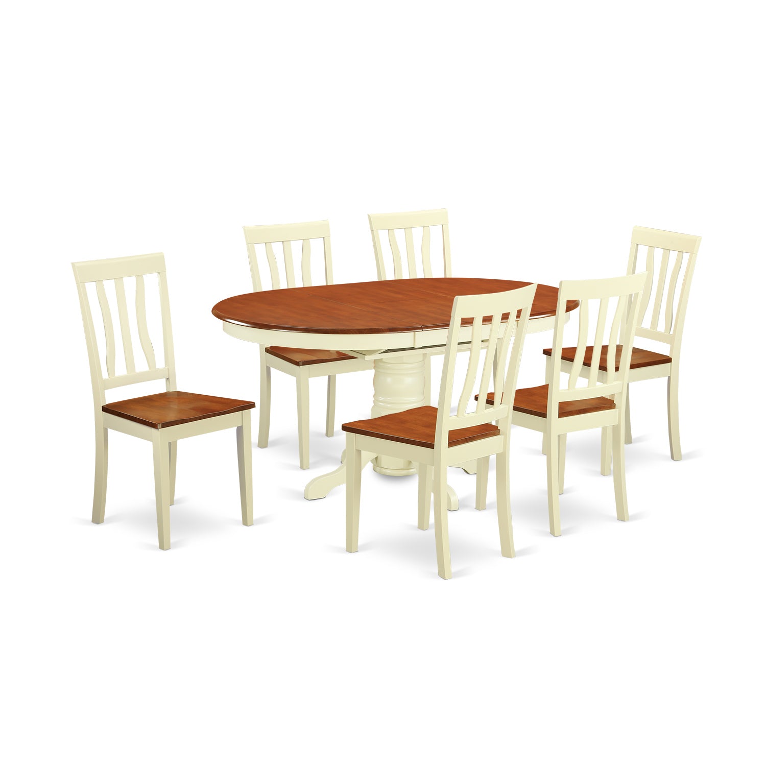 AVAT7-WHI-W 7 Pcs Dining set -Table and 6 Kitchen Chairs