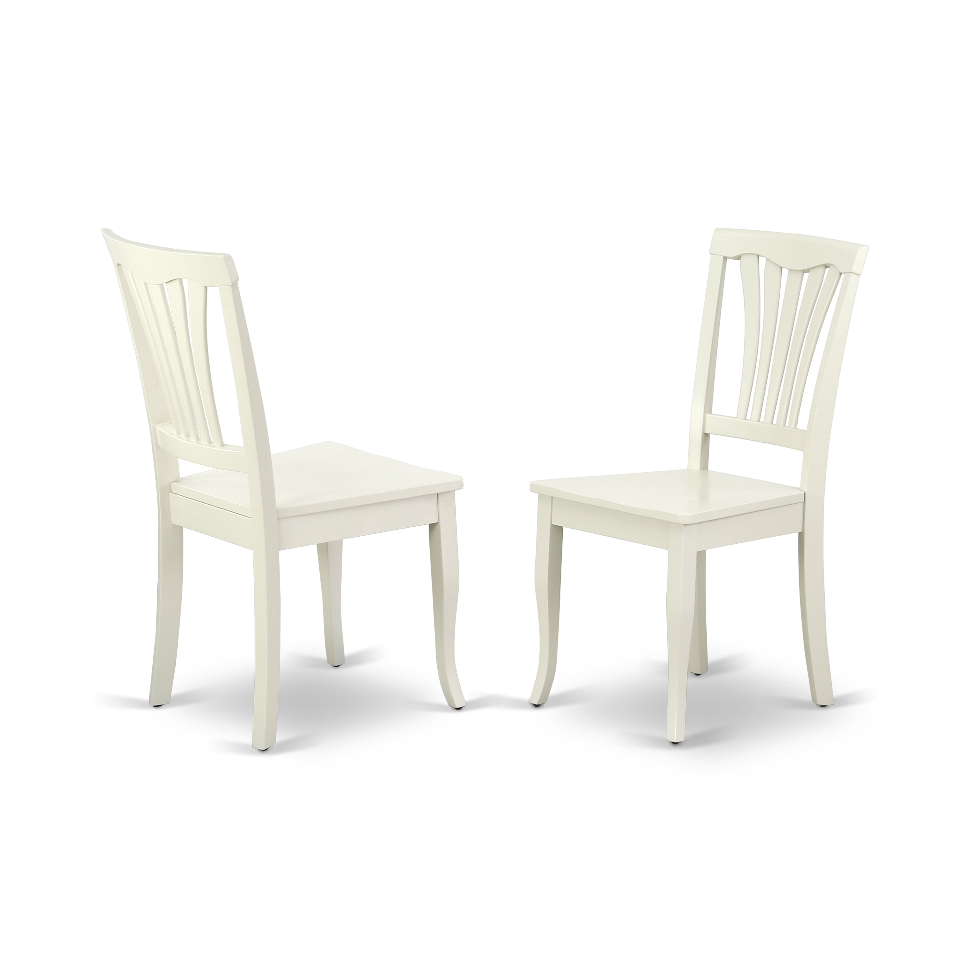 East West Furniture MZAV3-LWH-W 3Pc Dining Room Table Set Contains a Dining Room Table and 2 Wooden Dining Chairs with Wooden Seat, Drop Leaf Table with Slat Back Chairs, Linen White Finish