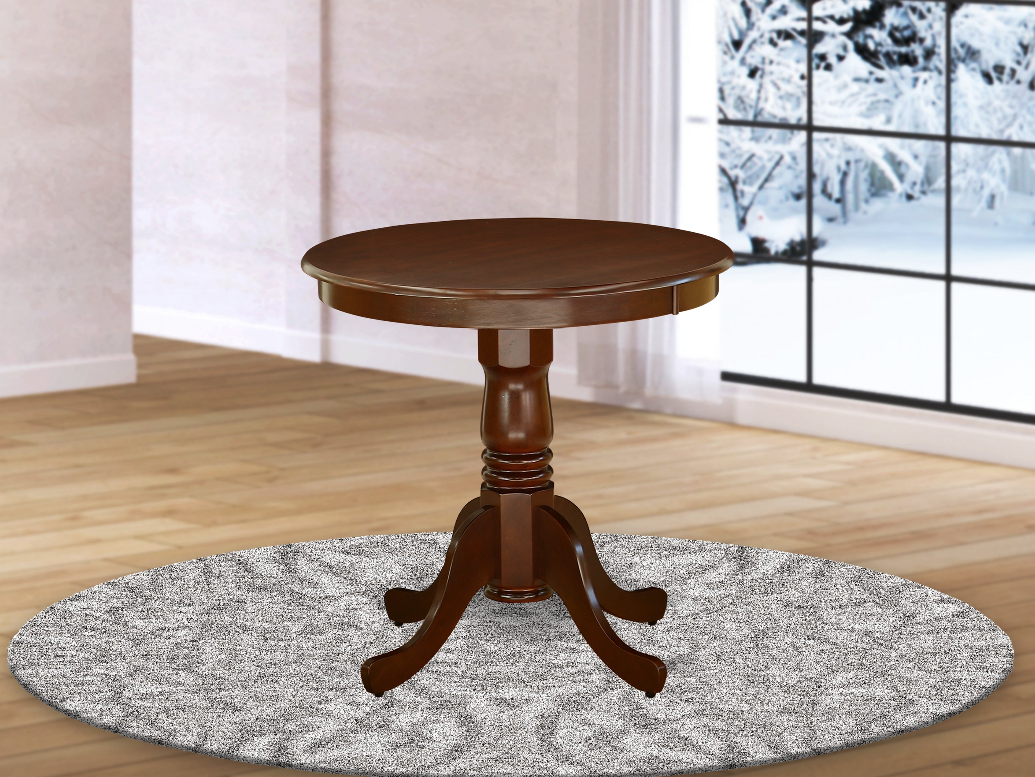 EMT-MAH-TP Edan Dining Table Made of Rubber Wood, 30 Inch Round, Mahogany Finish