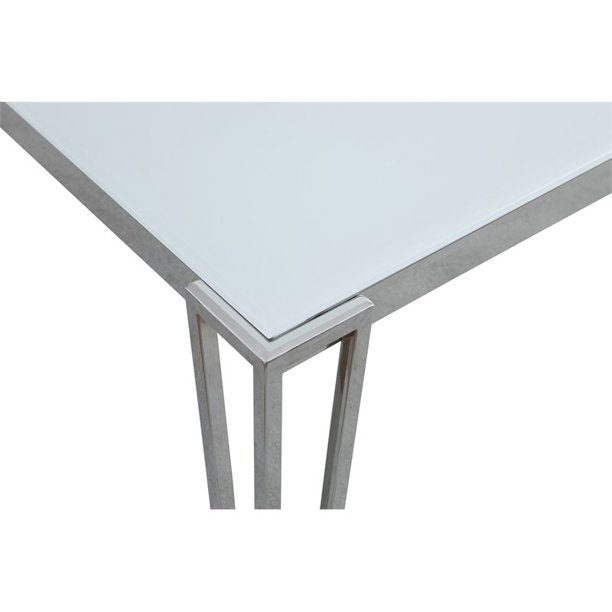 Pauline Rectangular Dining Table With Metal Leg White And Chrome