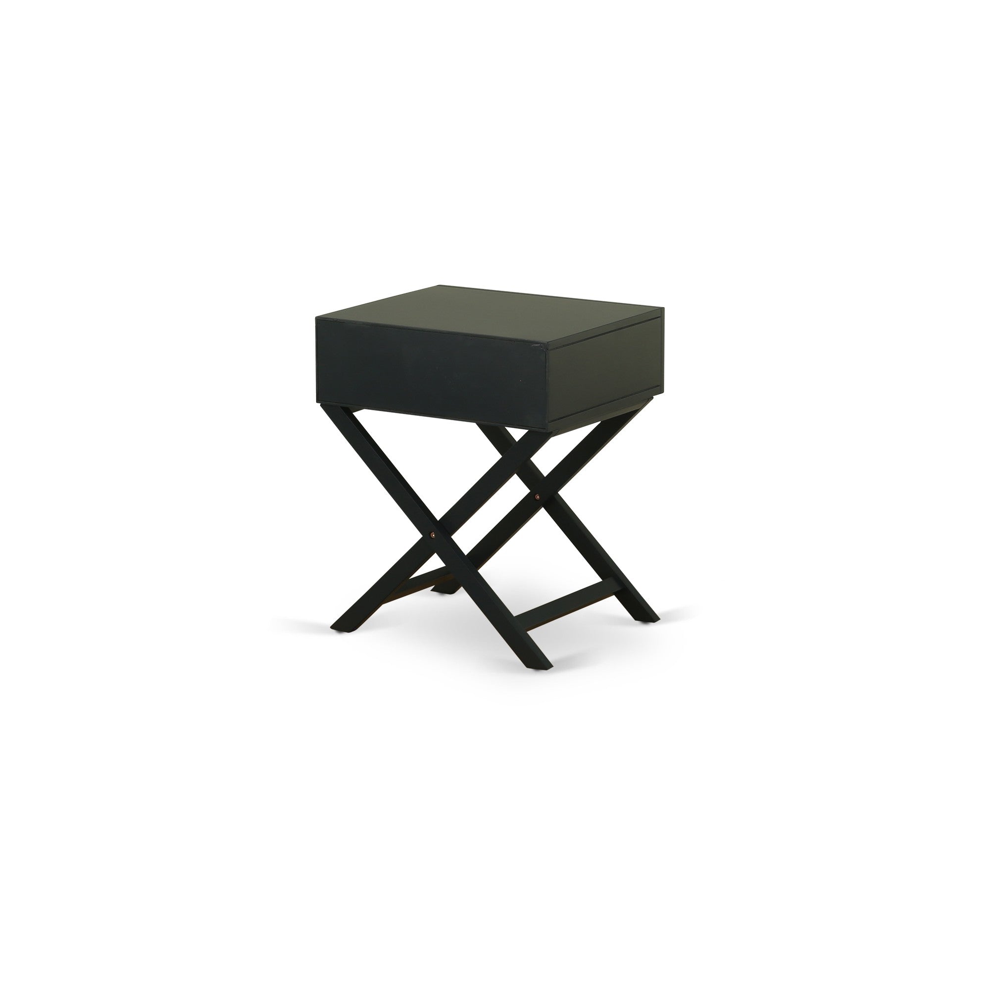 Hamilton Square Night Stand End Table With Drawer in Black Finish