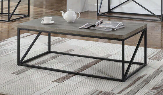 Industrial Style Wood And Metal Rectangular Coffee Table Sonoma Grey