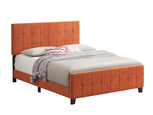 Contemporary Fairfield Full Upholstered Headboard Panel Bed Orange