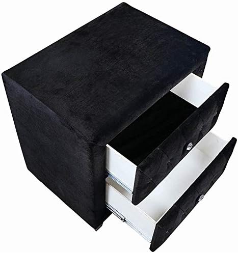 Deanna 2-Drawer Rectangular Upholstered Nightstand Black