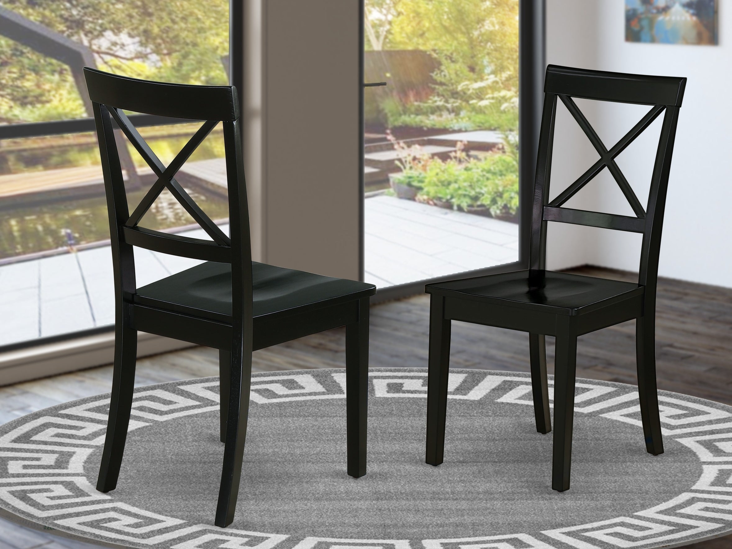 BOC-BLK-W Boston Chair Wood Seat in Black Finish