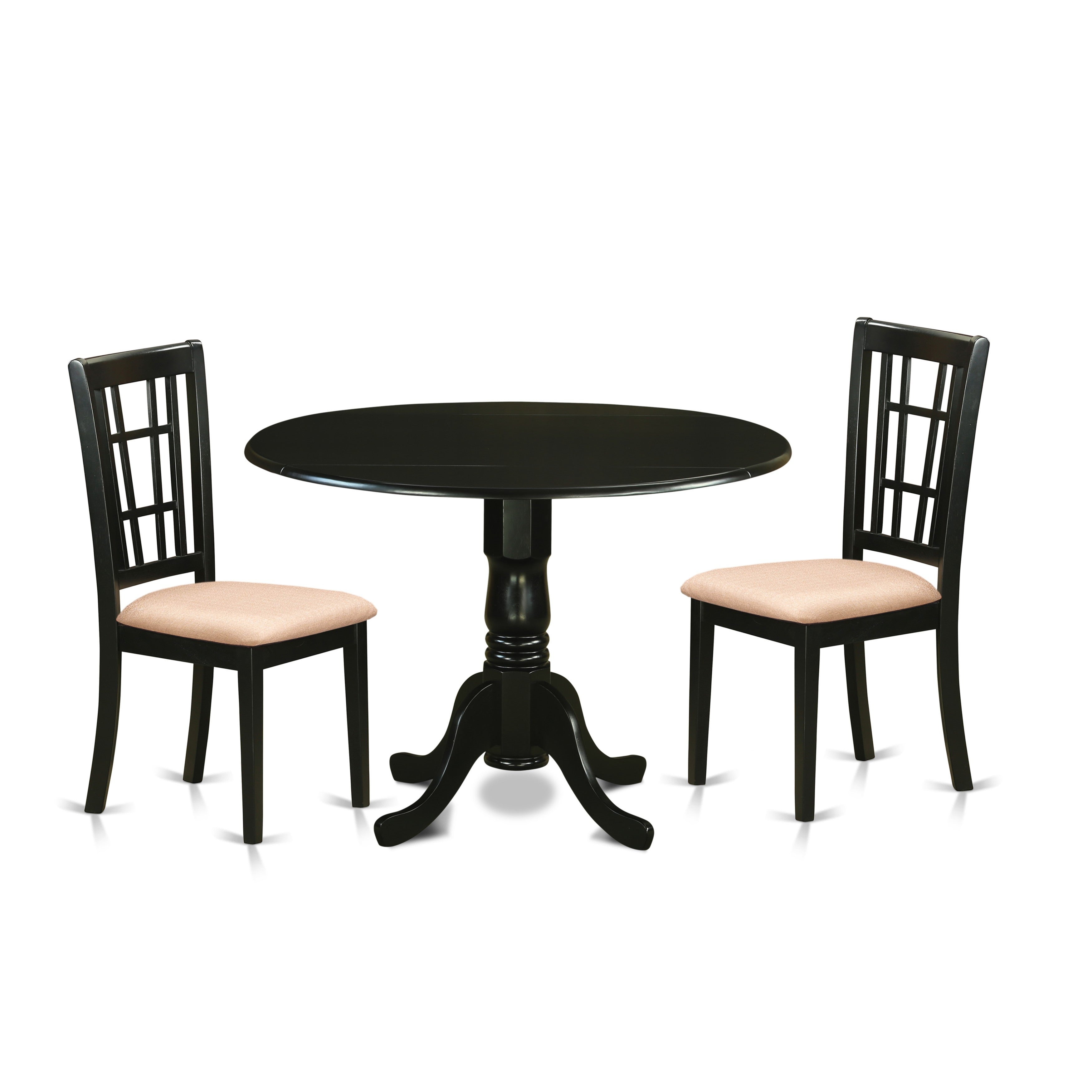 DLNI3-BLK-C 3 PcTable set for 2-Dinette Table and 2 dinette Chairs