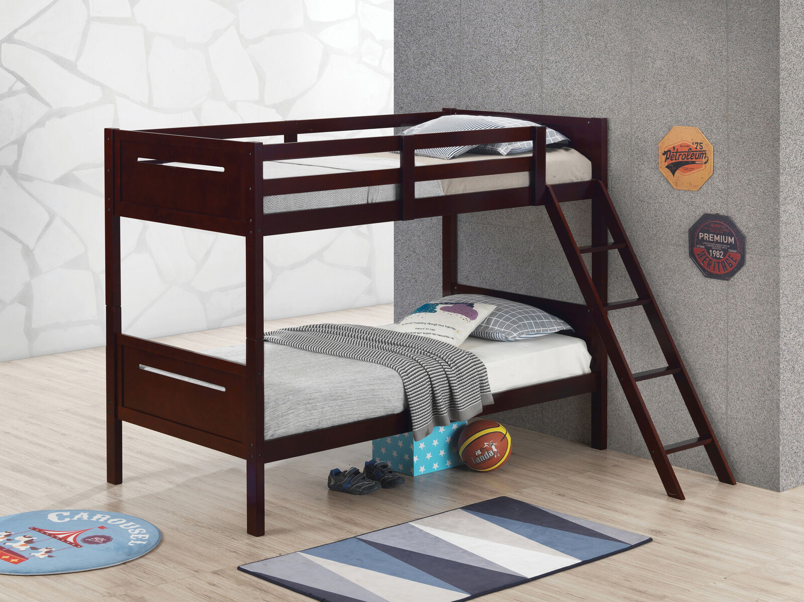 Coaster Solid Wood Separable Littleton Twin Over Twin Bunk Bed Brown 405051BRN