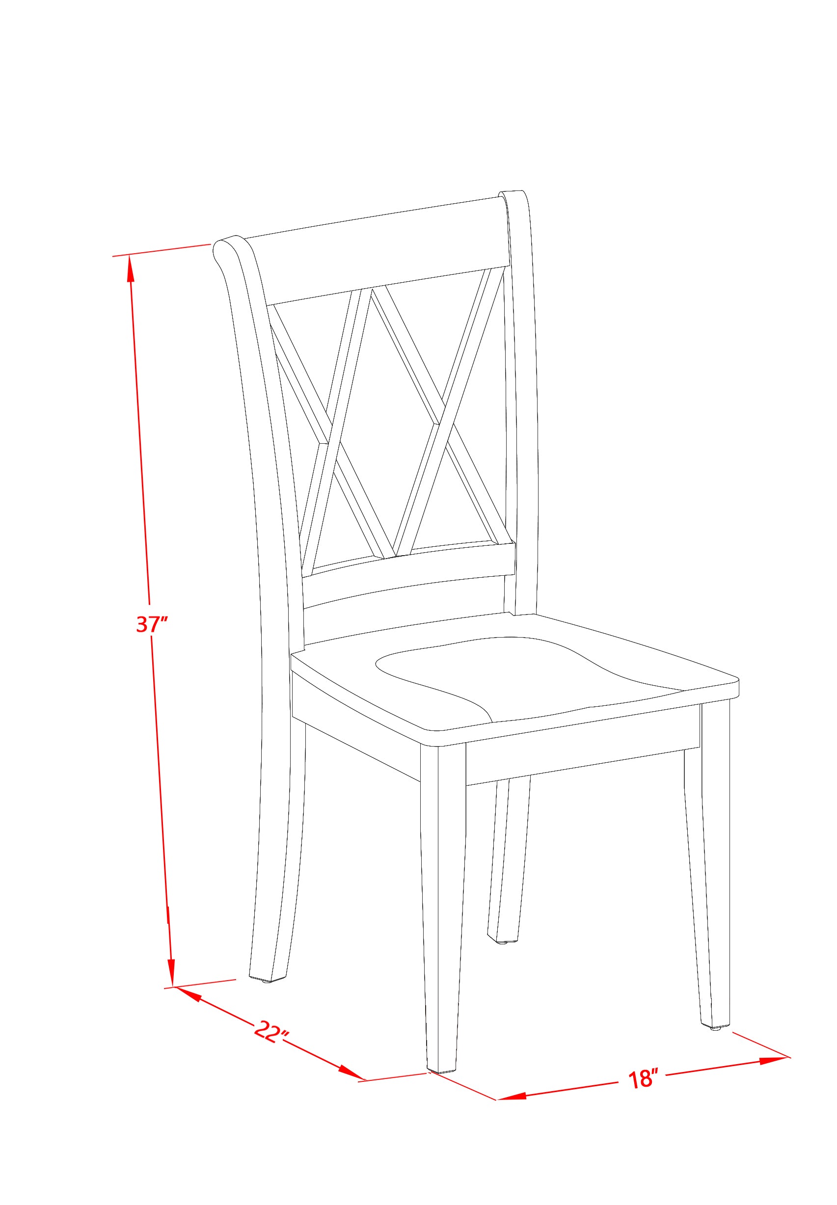 CLC-BLK-W Clarksville Double X-back chairs in Black finish