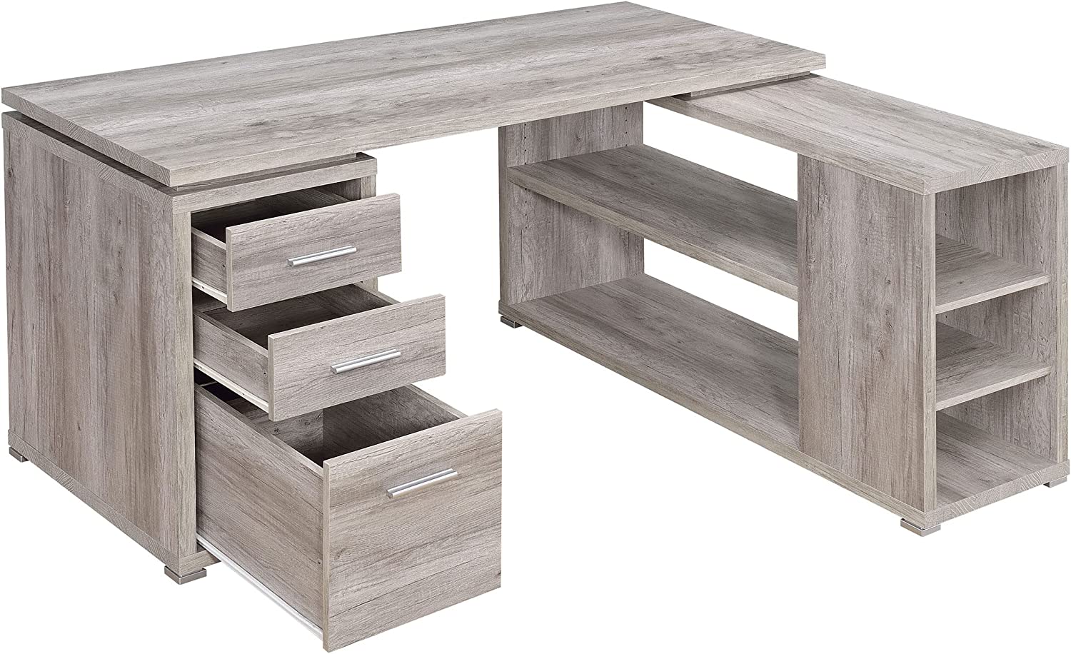 Coaster Company Yvette Collection L-Shaped Reversible Desk, Grey Driftwood