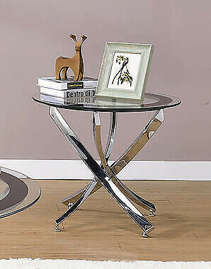 Norwood Glass Top Accent End Table in Chrome And Black