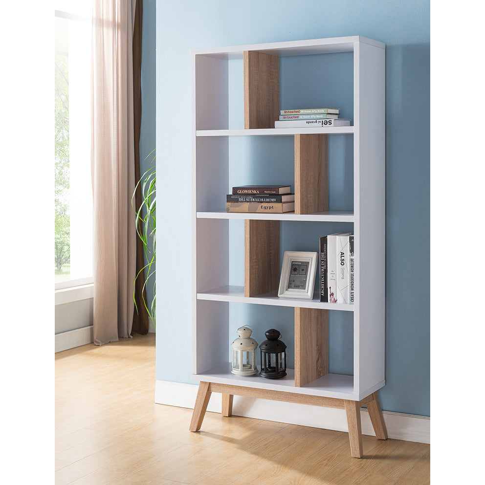 8 Cube Bookcase Display Shelf in White And Weathered White